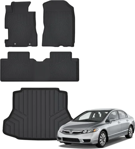Alfombrillas para Honda Civic Gas Sedan 2006-2011, alfombrilla mejorada para maletero para todo tipo de clima, revestimientos de suelo TPE para
