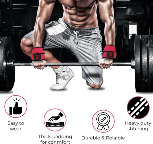 Miniatura 3 de Correas de levantamiento de pesas acolchadas figura 8 muñequeras para hombres y mujeres, fitness, culturismo, entrenamiento pesado, levantamiento