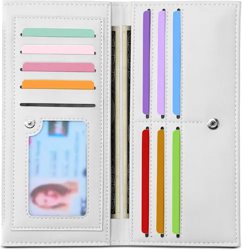 Miniatura 24 de Tipmile Cartera ultra delgada para mujer, cartera de cuero plegable para mujer, cartera RFID, cartera de bloqueo RFID para tarjetas de crédito