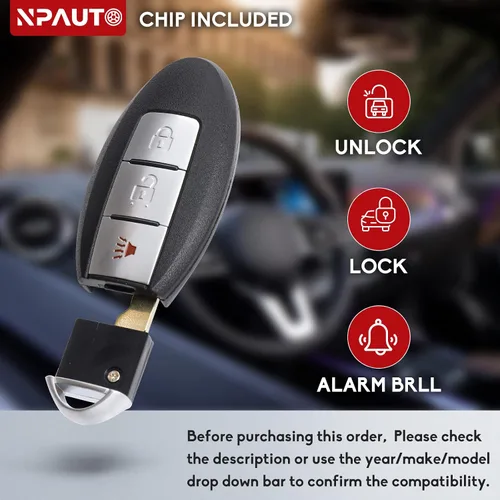 Miniatura 2 de NPAUTO Llavero de Repuesto Compatible con Nissan Rogue Pathfinder Versa 2007 2008 2009 2010 2011 2012, Control Remoto de Entrada sin Llave, Llaves