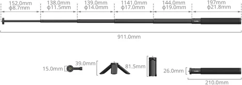 Miniatura 3 de SmallRig Trípode invisible para selfie stick para cámara de acción, poste extensible de 37.4 pulgadas con abrazadera de teléfono para GoPro 13/12