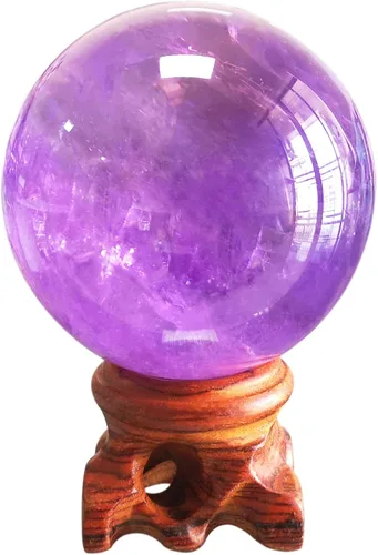Miniatura 7 de Polar Jade Esfera de cristal de amatista con soporte de 1.969 in de diámetro, bolas de piedra protectora raras para decoración, curación