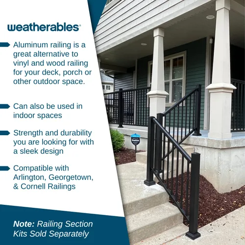 Miniatura 2 de Weatherables Kit de poste de barandilla de aluminio – Kit de poste de aluminio para kits de barandillas Arlington, Georgetown y Cornell, fabricado