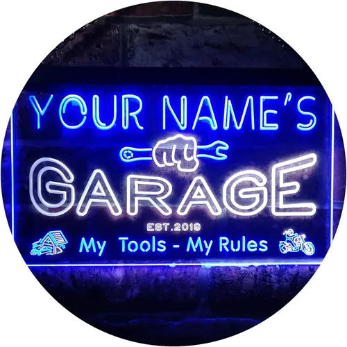 Miniatura 19 de ADVPRO personalizado: tu nombre, año de fundación, tema de garaje, cueva para hombres. Decoración con luz de neón LED de doble color, verde y Verde