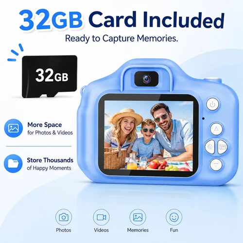 Miniatura 7 de Cámara de juguete para niños, regalos de Navidad, cumpleaños, festival para niños de 3 a 10 años, cámara de video digital HD para niños pequeños