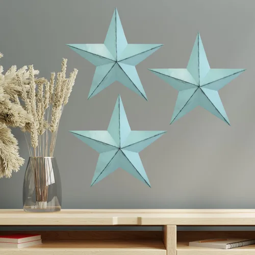 Miniatura 10 de Bellaa 24131 Barn Stars - Juego de 3 piezas de 12 pulgadas, 9 pulgadas, 6 pulgadas, rústico, negro, retro, arte para pared, diseño de Texas Western