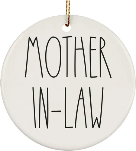 Miniatura 47 de Adorno familiar de Navidad, regalos de hija, hijo, adorno de círculo de cerámica de 3 pulgadas para colgar en el árbol – Día de la Madre