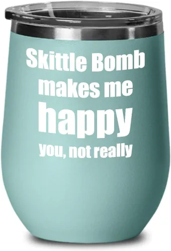 Skittle Bomb - Vaso aislado con tapa para amantes de la copa de vino, con tapa, para amantes de la copa de vino, con diseño divertido de alcohol,