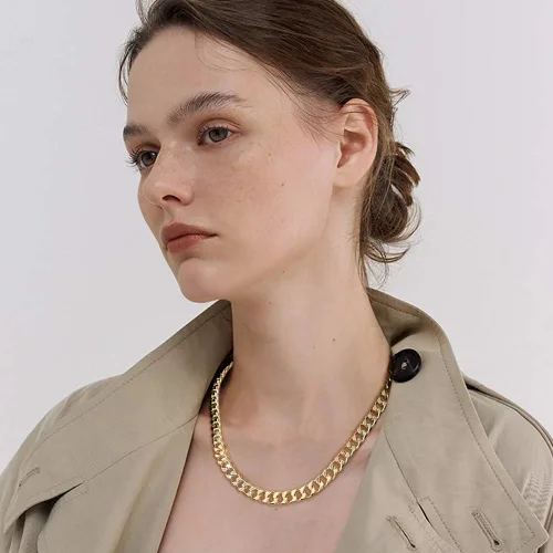 Miniatura 2 de LILILIEWHTE - Collar de cadena gruesa para mujer collar de cadena gruesa collares de moda cadena de eslabones de Cable gargantilla collares