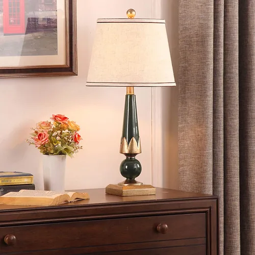 Miniatura 4 de Lamp For Desk Retro Table Lamps Resin Bedside Table Lamps with Fabric Lampshade Concise Nightstand Lamps for Home Office Study Table Lamp, 24.4"H
