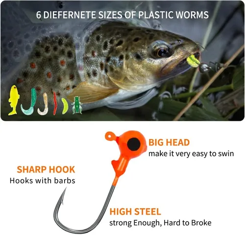 Miniatura 4 de GOANDO Fishing Lures Kit for Freshwater Bait Tackle Kit for Bass Trout Salmon Fishing Accessories Tackle Box Including Spoon Lures Soft Plastic