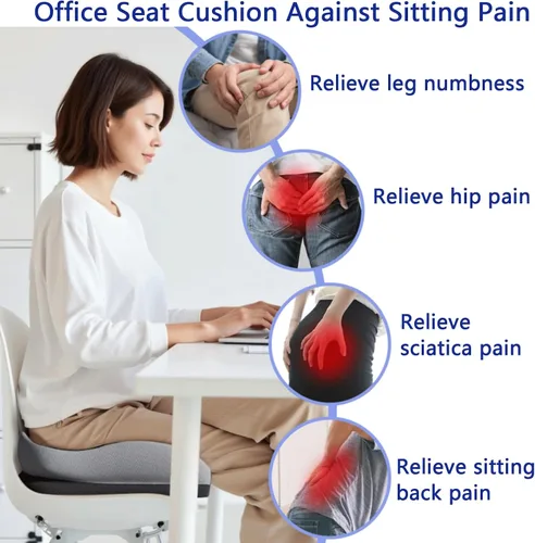 Miniatura 5 de Cojines de asiento para sillas de oficina, cojín de silla de ruedas para dolor de espalda sentado durante mucho tiempo, cojín de espuma
