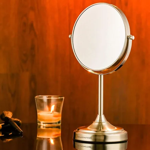 Miniatura 7 de OVENTE Espejo de maquillaje de mesa de 7 pulgadas con aumento de 1X/7X, diseño giratorio de 360° y espejo de tocador independiente de doble cara