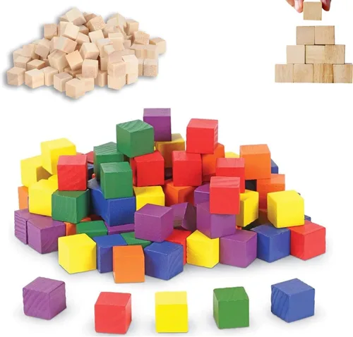 Miniatura 9 de Cubos de madera, 100 unidades, bloques de madera de 0.4 in, cubos de madera sin terminar, pequeños bloques cuadrados de madera para manualidades