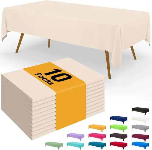 Miniatura 56 de Smiry - Juego de 6 manteles desechables, 54 x 78 pulgadas, manteles impermeables rectangulares para fiestas, cubierta de mesa de plástico