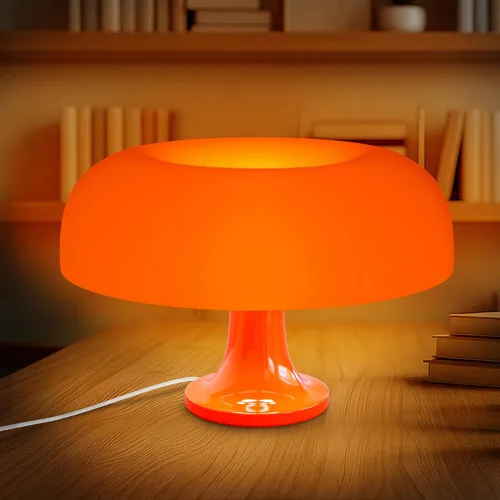Lámpara de hongo naranja para dormitorio, lámparas de hongos vintage regulables de potencia 5 W con 3 colores de iluminación y 10 de brillo,