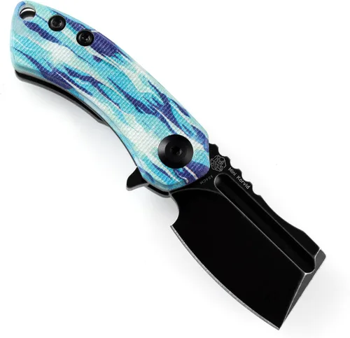 Miniatura 2 de KANSEPT Knives Mini Korvid Cleaver Mini cuchillo de bolsillo para hombre, 1.45 pulgadas, hoja negra lavada a la piedra de 60.6 in, jade G10