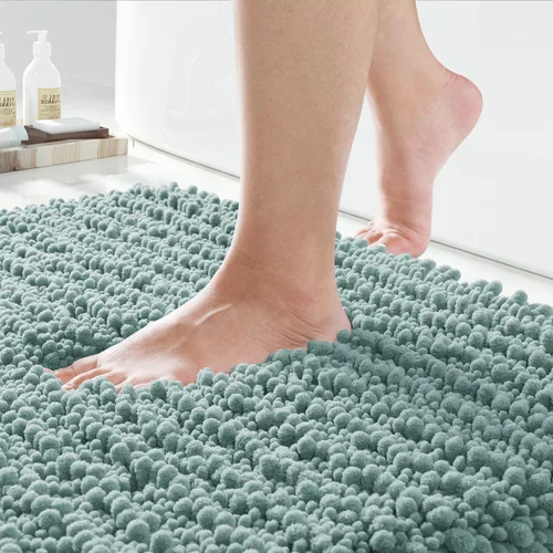 Miniatura 15 de Yimobra Alfombras de Baño Antideslizantes Lavables - Alfombra de Baño de Chenilla Ultra Suave Absorbente, Alfombra Peluda de Secado Rápido para Negro