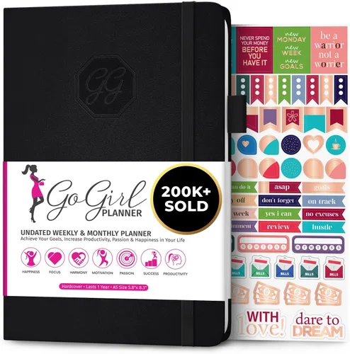 GoGirl Agenda y organizador para mujer – Agenda semanal tamaño A5, diario de objetivos y agenda para mejorar la gestión del tiempo, la productividad