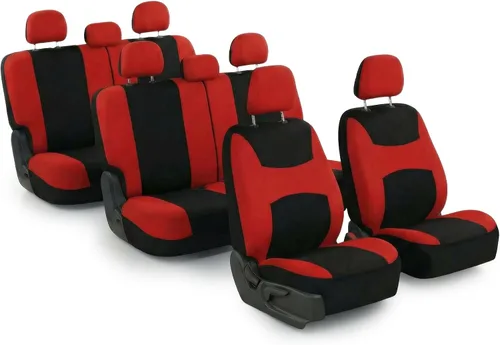 Miniatura 25 de Juego de funda para asiento bolsas de aire de tela negra ligera y fresca FH Group FH-FB030115-SEAT lista para separar; se ajusta a la mayoría de Rosa