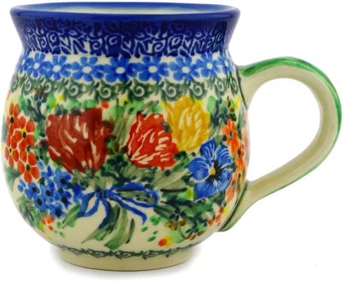 Miniatura 22 de Auténtica taza de burbujas de cerámica polaca de 13 onzas en diseño amarillo hecho a mano en Bolesławiec Polonia por Ceramika Bona + certificado