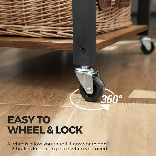 Miniatura 5 de VASAGLE Estante de cocina con ruedas, carrito de servicio de 23.6 pulgadas con 3 estantes, carrito de cocina, estante de microondas, para mini