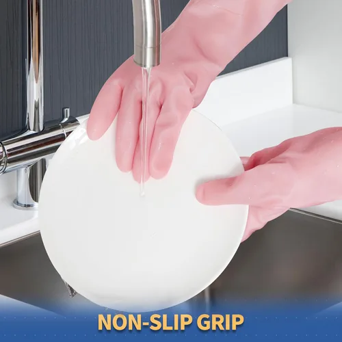Miniatura 4 de BOOMJOY Guantes de limpieza de PVC, guantes resistentes para lavar platos, guantes medianos reutilizables para cocina, baño, jardinería, trabajo