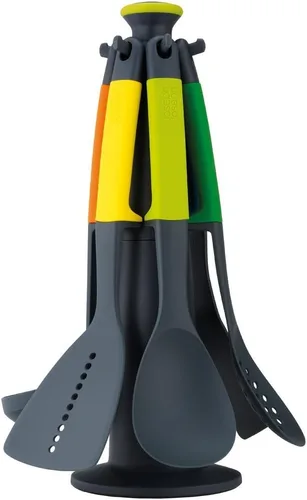 Miniatura 10 de Joseph Joseph Elevate Carousel - Juego de utensilios de cocina de nailon con soporte de almacenamiento giratorio, 6 piezas, color gris
