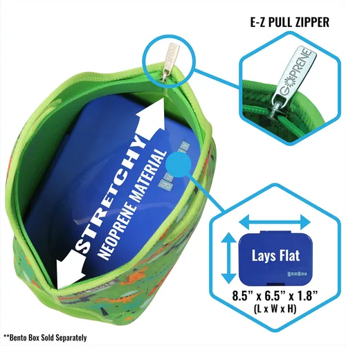 Miniatura 5 de Bolsa de almuerzo para niños con aislamiento de neopreno para niños, se adapta a la lonchera Bento Box y Thermos verde para niños pequeños
