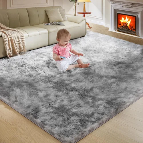 Miniatura 9 de Alfombra ultra suave para sala de estar, alfombra mullida de área 4X6 para dormitorio, alfombras modernas de pelo largo, alfombra suave