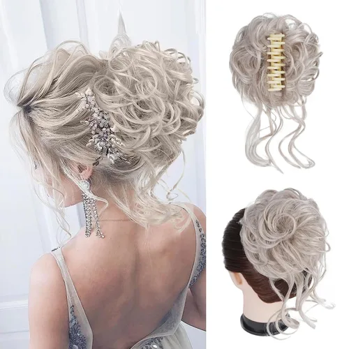 Miniatura 17 de Extensiones de moño grandes y desordenadas para mujer, onduladas, rizadas, extensiones de moño falso, extensiones de cola de caballo para recoger