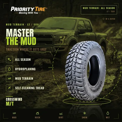 Miniatura 2 de Juego de 4 neumáticos radiales para camiones ligeros Crosswind M/T Mud Off-Road LT235/80R17 235/80/17 235/80-17 120/117Q Rango de carga E LRE de 10