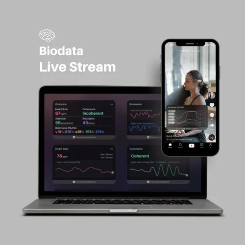 Miniatura 3 de Tiempo de flujo: diadema de meditación biosensing con sensores de frecuencia cardíaca y ondas cerebrales para lograr una atención plena más fácil