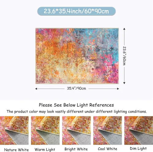 Miniatura 2 de Lahome Alfombra Moderna Abstracta de Área - 2 x 3 pulgadas, Alfombra Pequeña de Cocina Lavable, Alfombras para Entrada, Alfombra de Baño Colorida