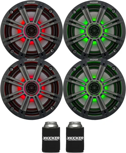 Miniatura 7 de KICKER Altavoces marinos LED plateados de 6.5 pulgadas (cantidad 4) 2 pares de altavoces de repuesto OEM LED Plata