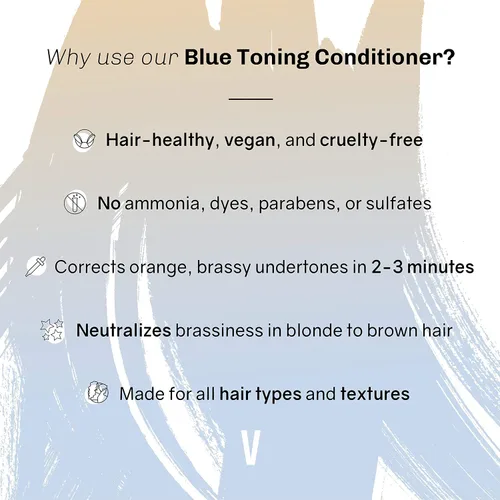 Miniatura 6 de oVertone Haircare - Acondicionador tonificante azul, neutraliza el cobrizo para cabello rubio a castaño claro, fórmula profundamente hidratante