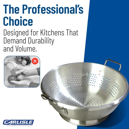 Miniatura 7 de Carlisle FoodService Colador para cocina, 60277, colador de aluminio pesado de 16 cuartos de galón con asas remachadas, esenciales de cocina