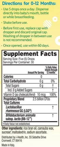 Miniatura 2 de Culturelle Gotas de probióticos y vitamina D para bebés y apoyo digestivo que ayudan a apoyar la salud inmunológica y digestiva y huesos fuertes*