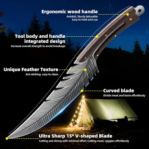Miniatura 2 de Cuchillos de chef profesionales, cuchillo de deshuesado de plumas afiladas con vaina, cuchillo de chef de acero de alto carbono, cuchillo