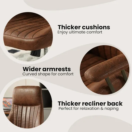 Miniatura 7 de Silla de escritorio de oficina en casa, silla de oficina moderna de mediados de siglo con soporte lumbar ajustable, silla ejecutiva de altura Marrón