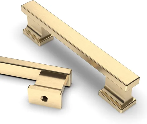 Asidrama - Paquete de 6 manijas de gabinete de cocina color latón cepillado de 3.75 pulgadas (96mm), tiradores para gabinete, accesorios para
