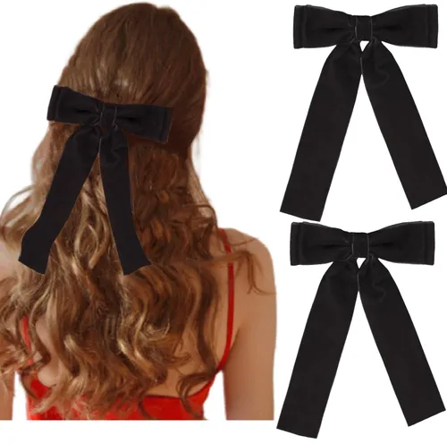 Miniatura 9 de Llazos de terciopelo para mujeres y niñas, lazos de cinta de terciopelo para vacaciones para el cabello, regalos festivos, negro, crema, blanco