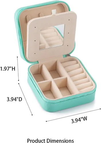 Miniatura 6 de Pequeño joyero de viaje portátil, organizador de joyas de viaje, soporte portátil de almacenamiento de joyas para anillos, aretes, collares, regalos