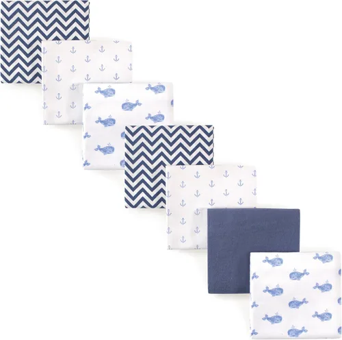 Hudson Baby Paquete de mantas receptoras unisex de franela de algodón para bebé, ballena azul, talla única Azul ballena