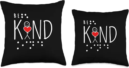 Miniatura 3 de Gifts For The Blind See Be Kind World Braille Day Be Kind Blind Awareness Braille - Almohada de 18 x 18 pulgadas, multicolor