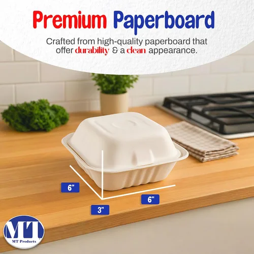 Miniatura 2 de MT Products White Cake Slice Contenedor de 6 x 6 x 3 pulgadas, contenedor desechable para alimentos, paquete de 30