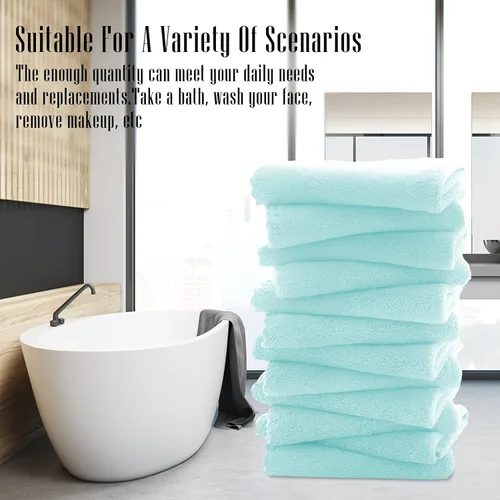 Miniatura 7 de TENSTARS Juego de 12 paños de alta calidad, secado rápido, microfibra suave, terciopelo coral, altamente absorbente, uso multiusos, para baño, spa