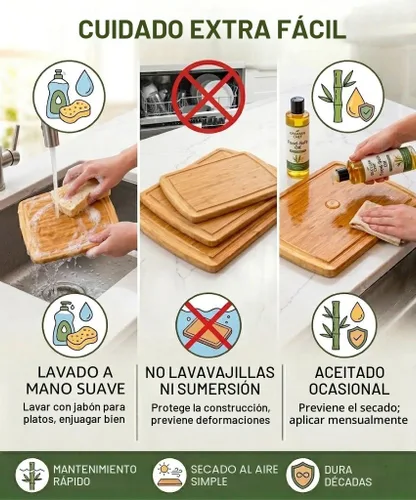 Miniatura 8 de Greener Chef Juego de 3 tablas de cortar de bambú de lujo con tecnología vertical de resistencia al grano, tablas de cortar de madera extra grandes
