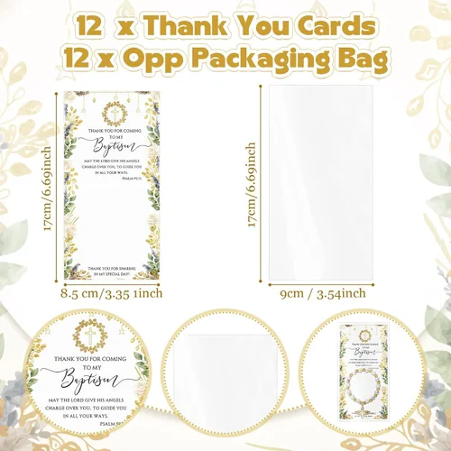 Miniatura 3 de Tondiamo 12 juegos de mini rosarios para bautismo, rosario, regalos de bautismo para invitados con tarjetas de agradecimiento y bolsas para bautizo