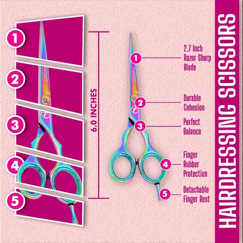 Miniatura 2 de Tijeras de corte de pelo Tycon profesionales de 6.5 pulgadas, acero inoxidable japonés, tijeras de peluquero con filo de afeitar de 2.7 pulgadas